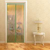 2019 new desig green color  magnetic screen  door mesh with full frame hook and loop